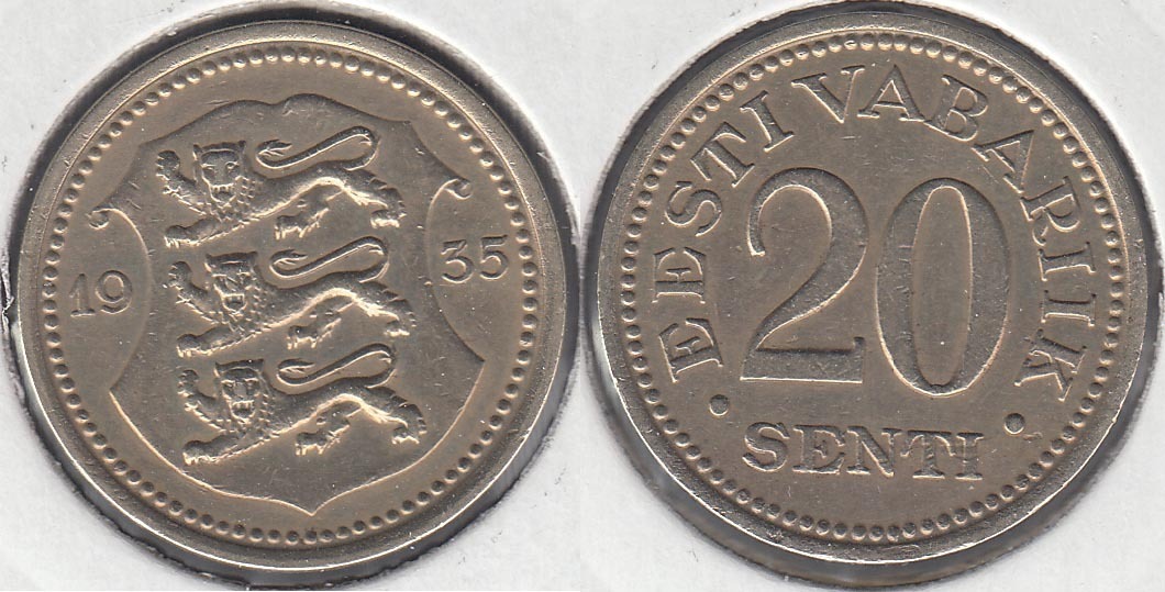 ESTONIA - EESTI. 20 SENTI DE 1935.