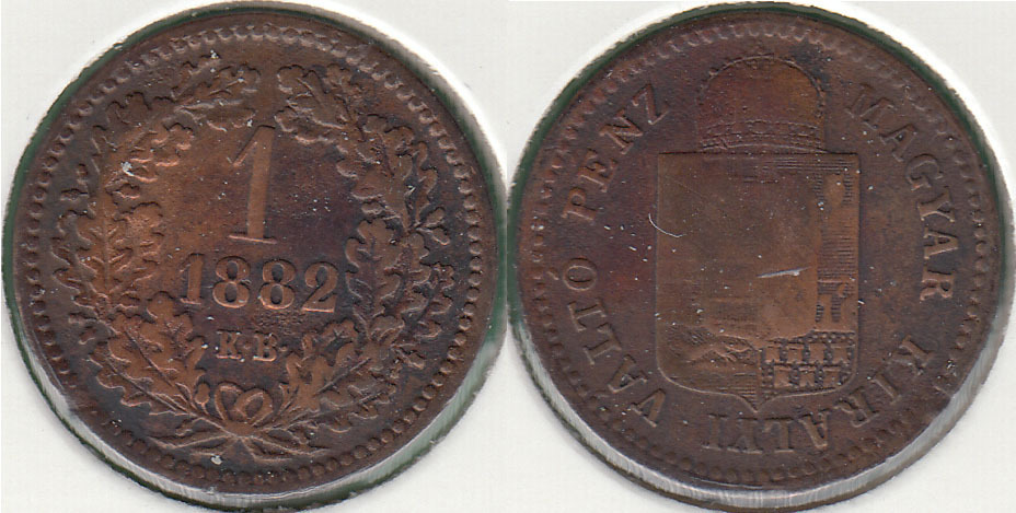 HUNGRIA - HUNGARY. 1 KRAJCZAR DE 1882 KB.