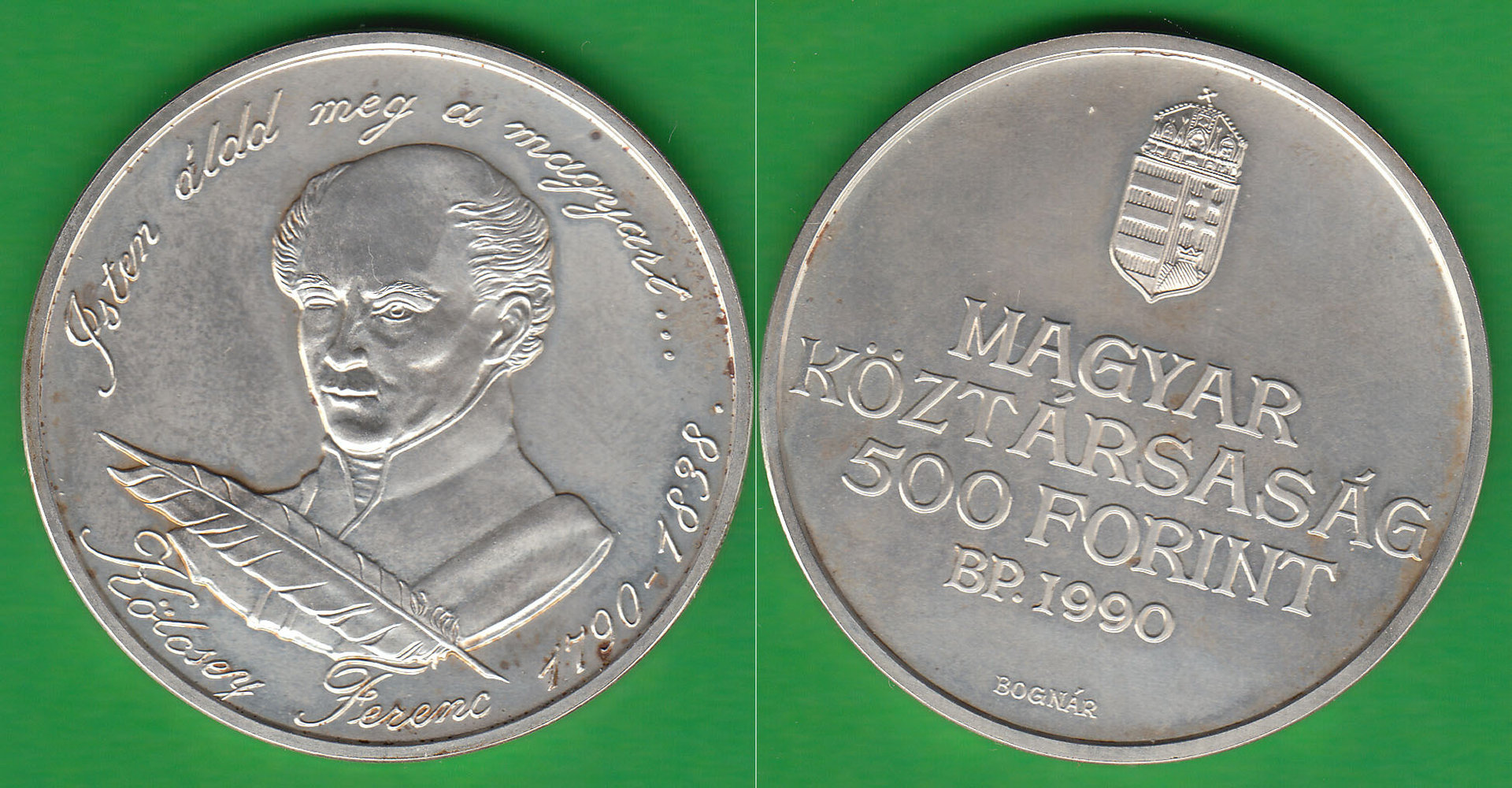 HUNGRIA - HUNGARY. 500 FORINT DE 1990 BP. PLATA 0.900. (3)