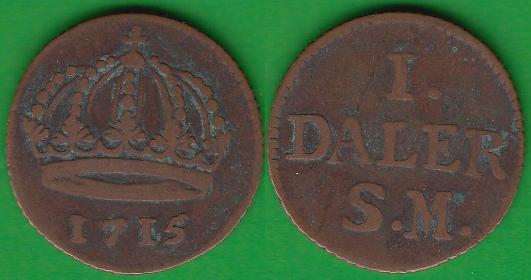 SUECIA - SWEDEN. 1 DALER DE 1715.