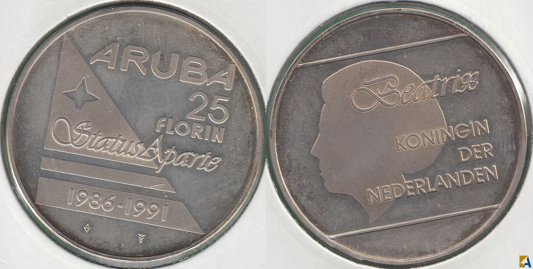 ARUBA. 25 FLORIN DE 1991. PLATA 0.925.