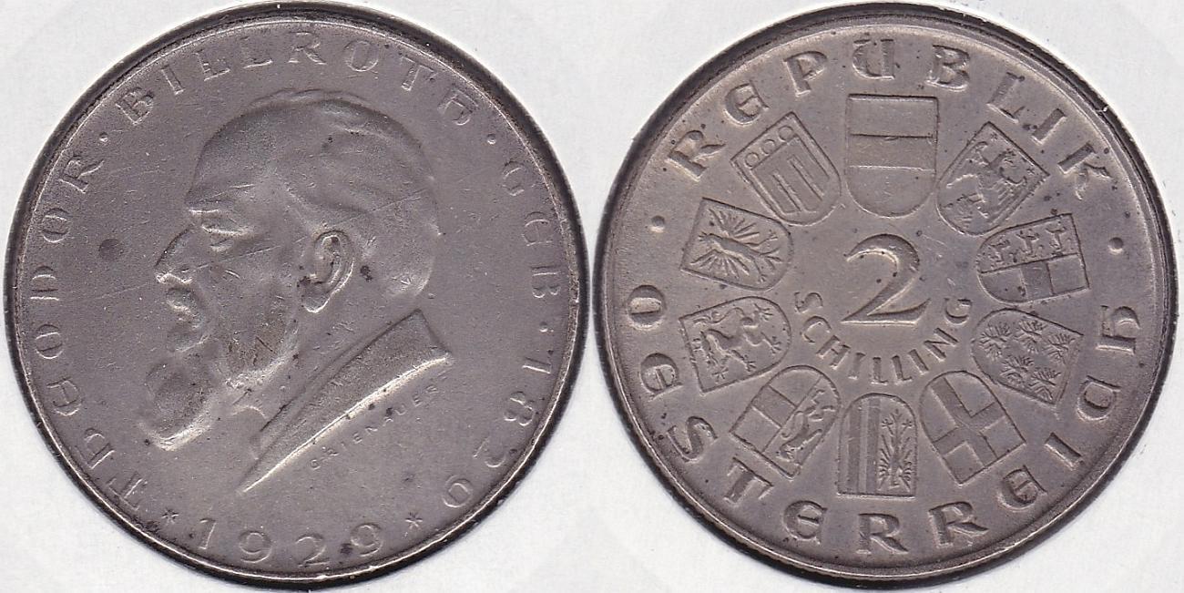AUSTRIA. 2 SCHILLING DE 1929. PLATA 0.640.