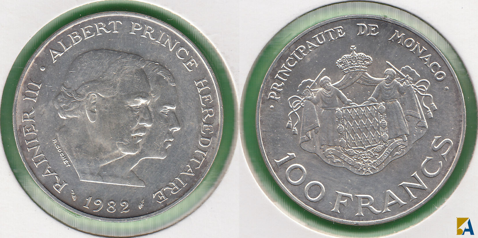 MONACO. 100 FRANCOS (FRANCS) DE 1982. PLATA 0.900.
