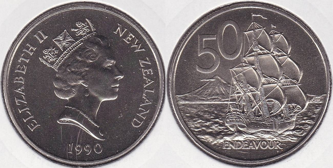 NUEVA ZELANDA - NEW ZEALAND. 50 CENTIMOS (CENTS) DE 1990.