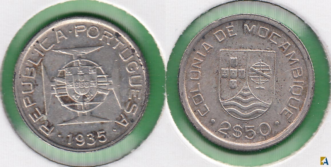 MOZAMBIQUE. 2 1/2 ESCUDOS DE 1935. PLATA 0.650.