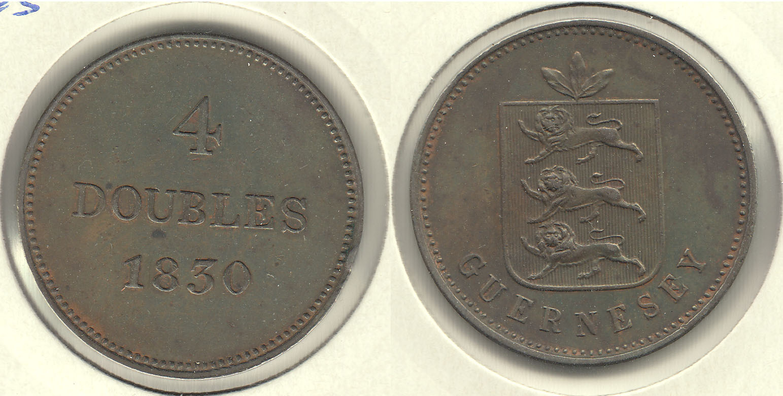 GUERNESEY - GUERNSEY. 4 DOBLES (DOUBLES) DE 1830.