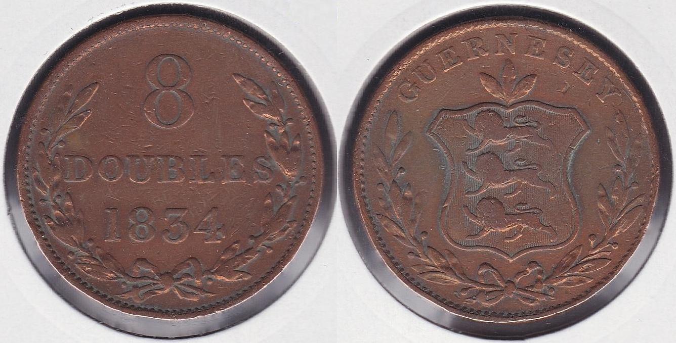GUERNESEY - GUERNSEY. 8 DOBLES (DOUBLES) DE 1834.