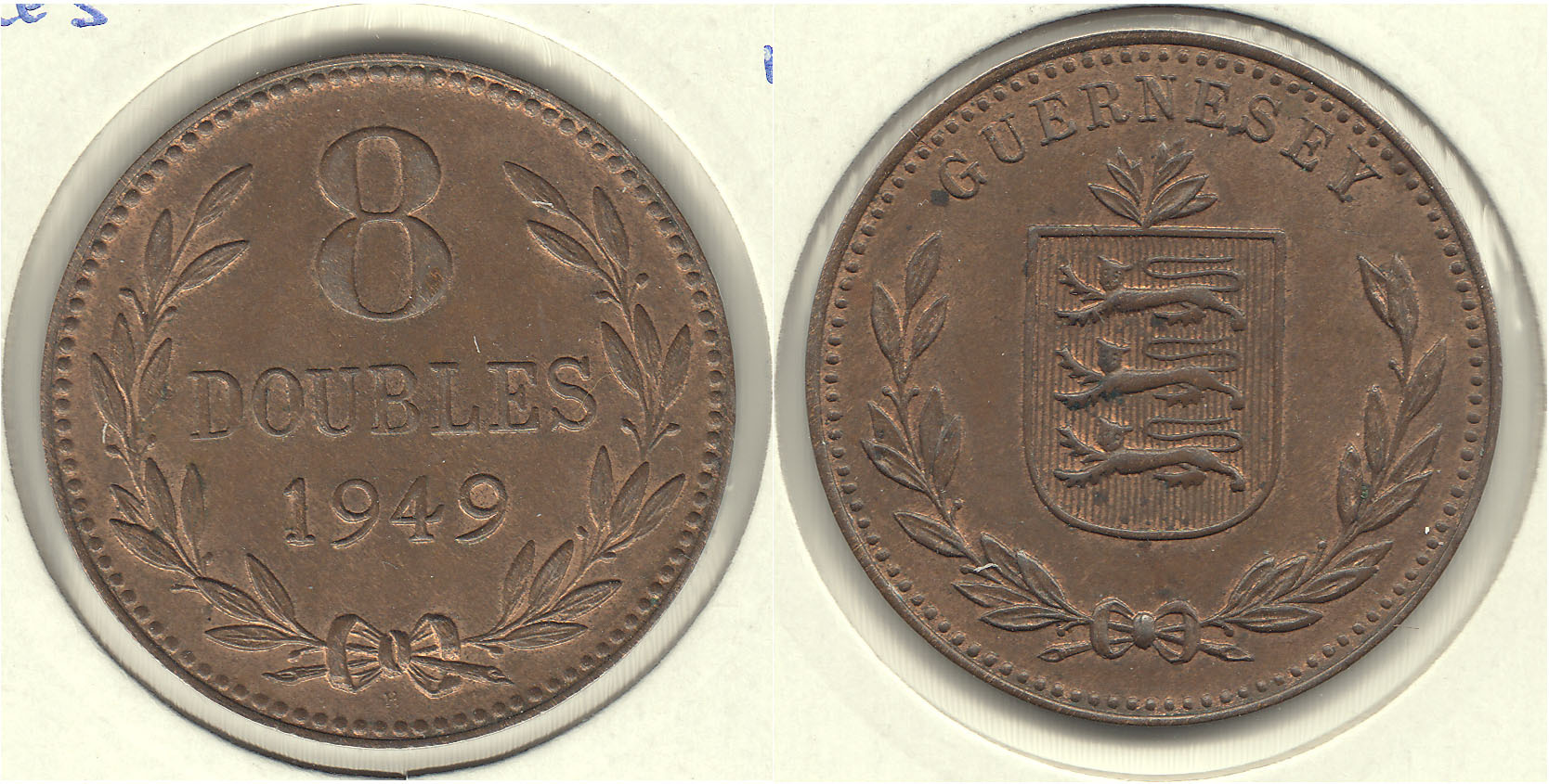 GUERNESEY - GUERNSEY. 8 DOBLES (DOUBLES) DE 1949 H.