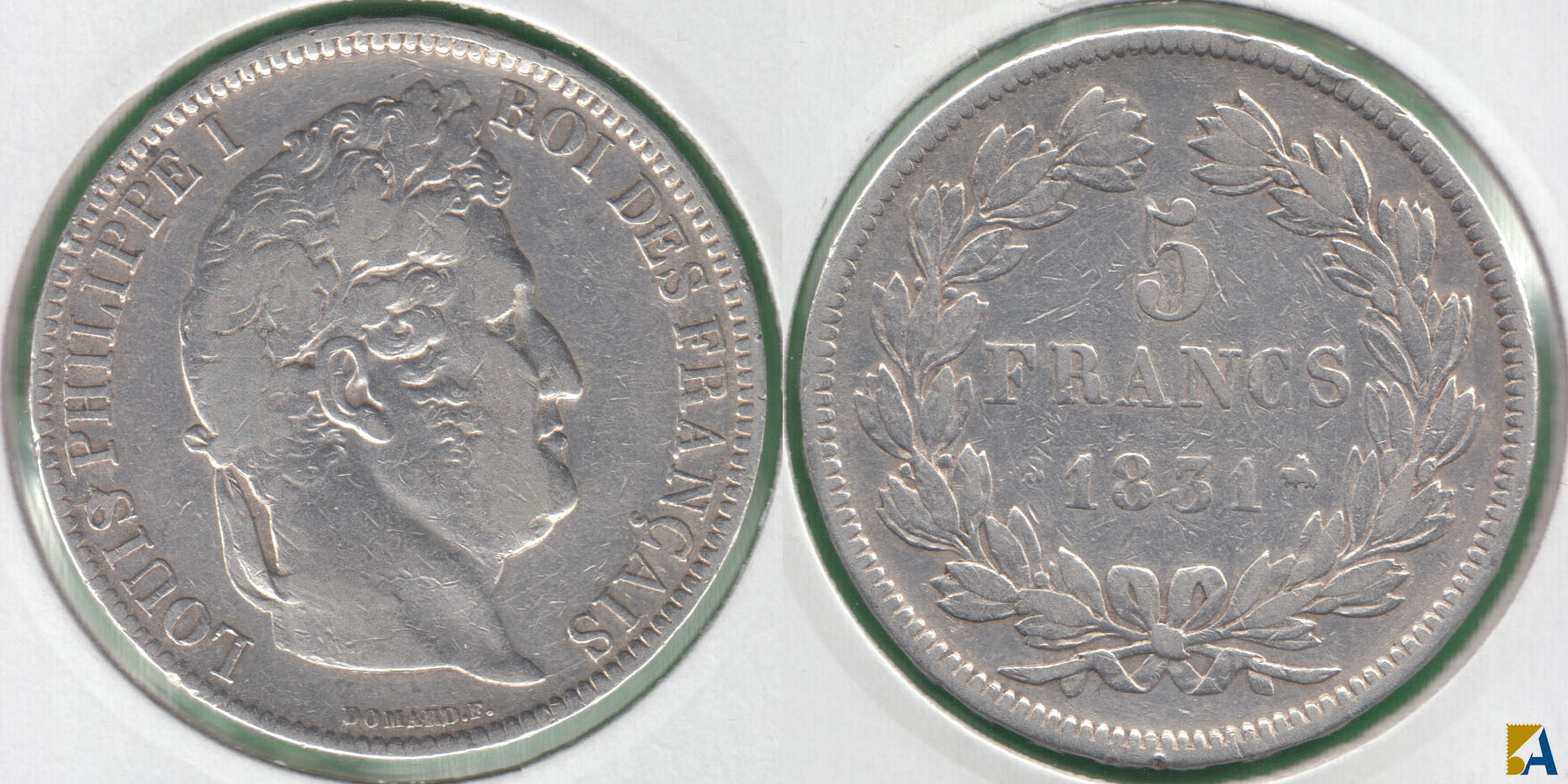 FRANCIA - FRANCE. 5 FRANCOS (FRANCS) DE 1831 B. PLATA 0.900. (2)