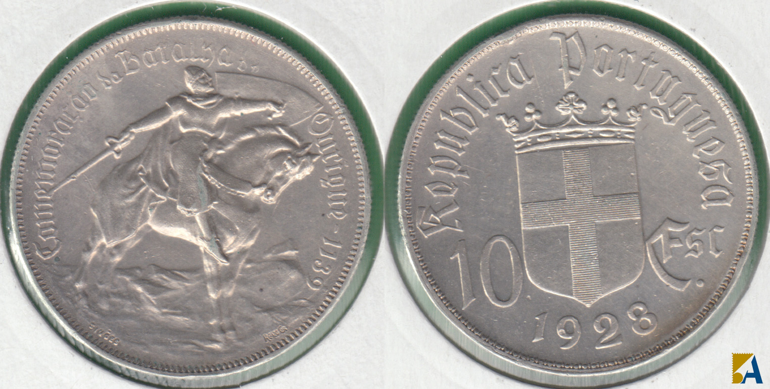 PORTUGAL. 10 ESCUDOS DE 1928. PLATA 0.835.