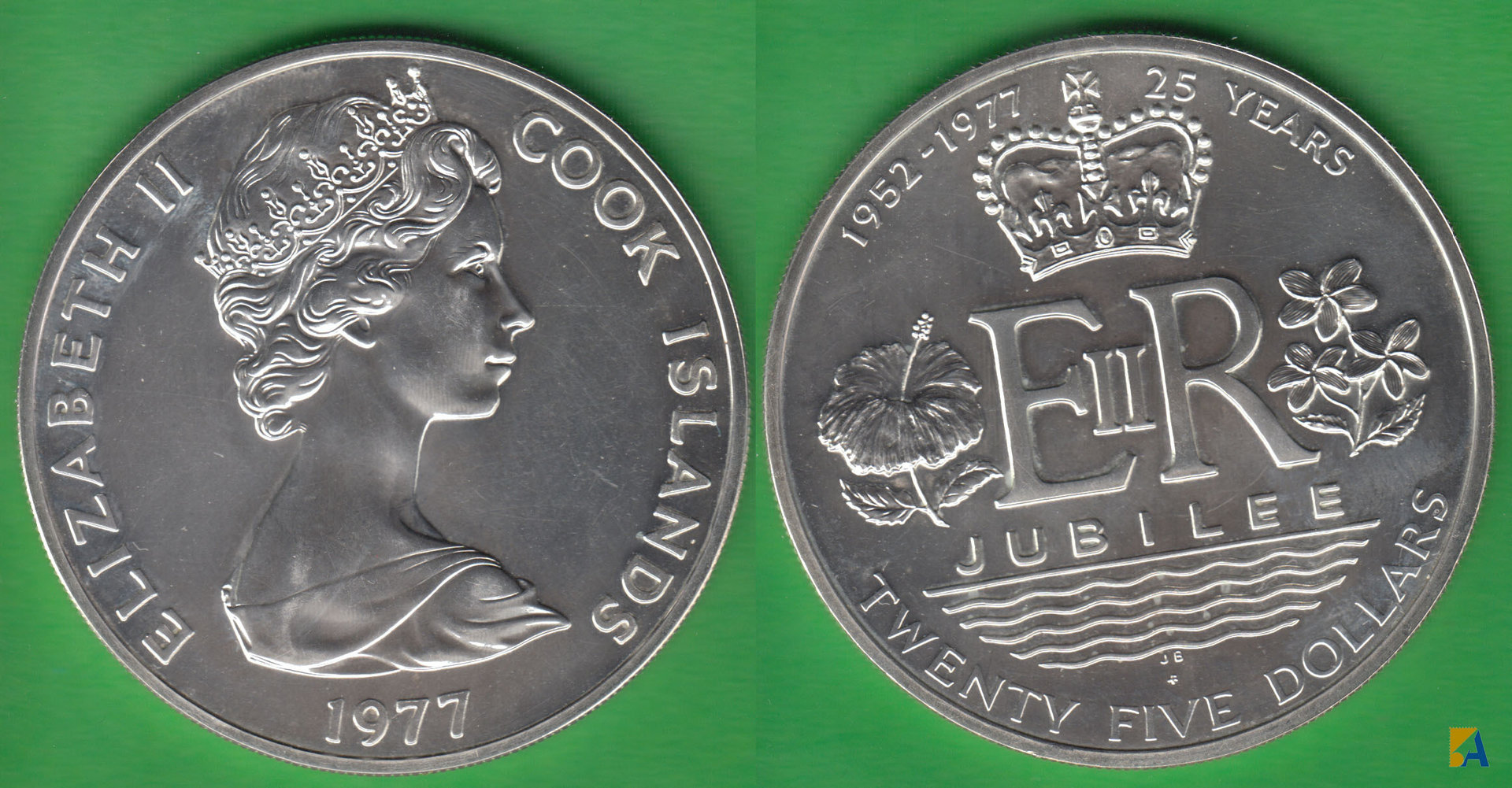 ISLAS COOK - COOK ISLANDS. 25 DOLARES (DOLLARS) DE 1977. PLATA 0.500.