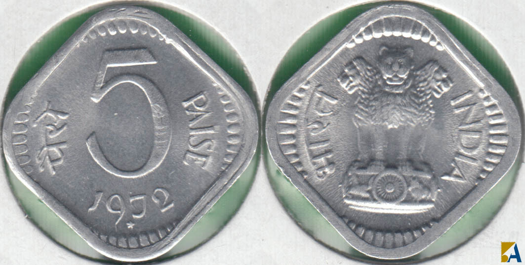 INDIA REPUBLICA - REPUBLIC. 5 NAYE PAISE DE 1972 HYDERABAD.