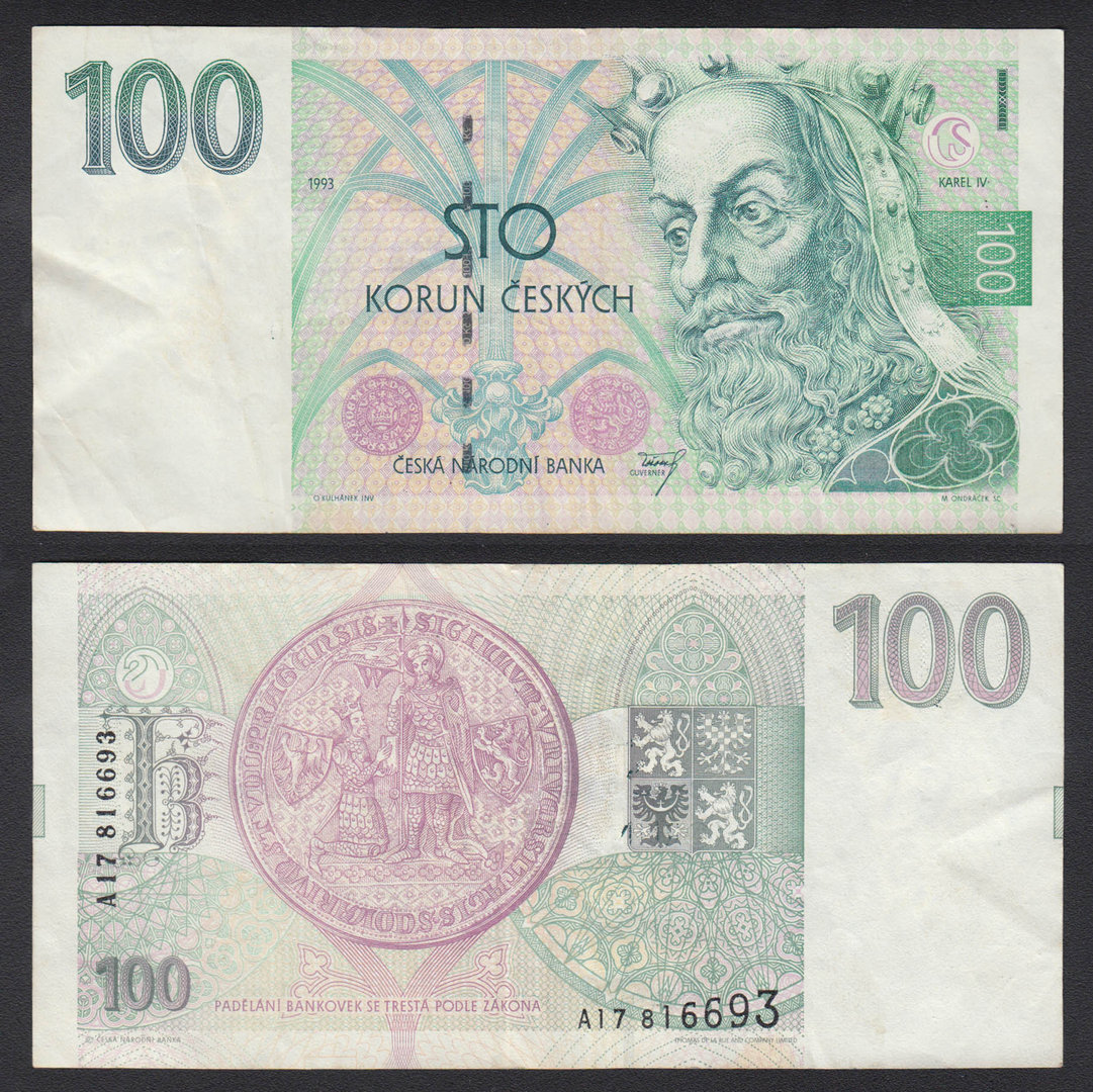 REPUBLICA CHECA. 100 KORUN (CORONAS) DE 1993. CIRCULADO.