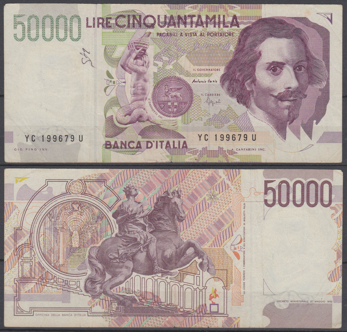 ITALIA. 50000 LIRAS (LIRE) DE 1992. CIRCULADO.