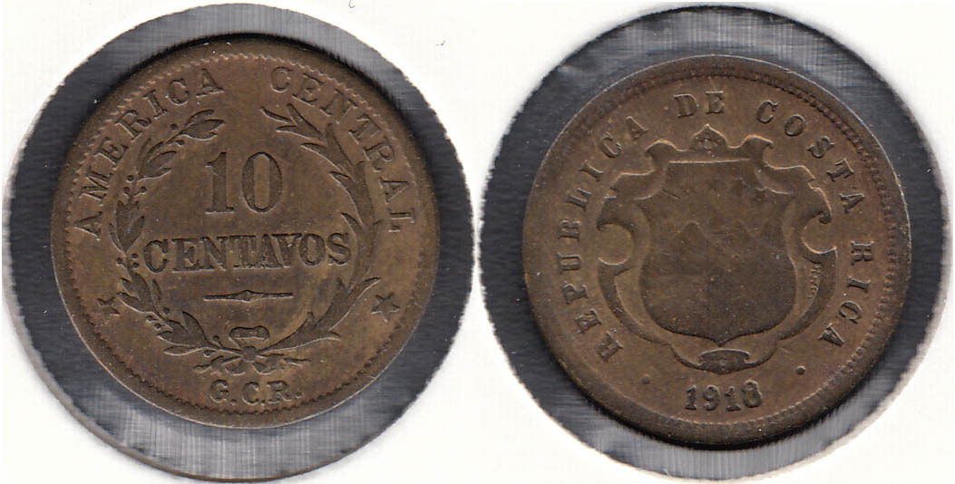 COSTA RICA. 10 CENTAVOS DE 1918.