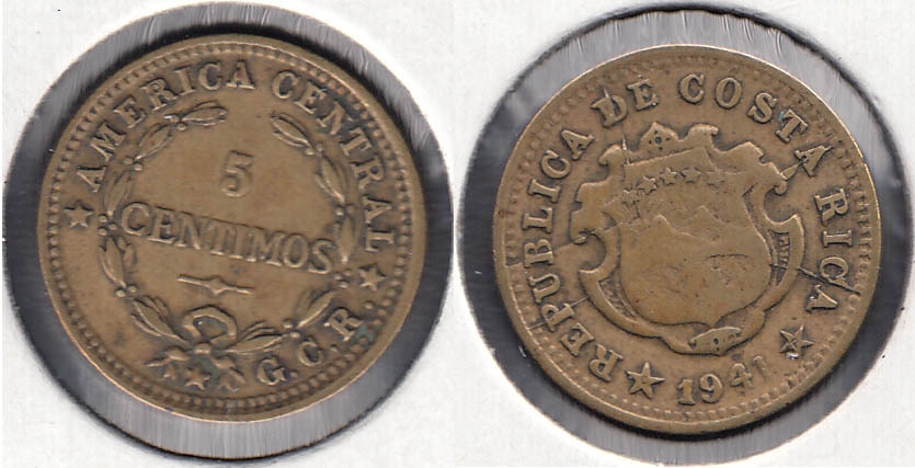 COSTA RICA. 5 CENTIMOS DE 1941.