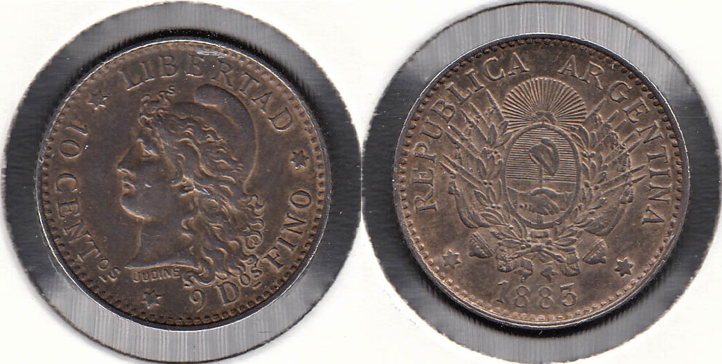 ARGENTINA. 10 CENTAVOS DE 1883. PLATA 0.900.