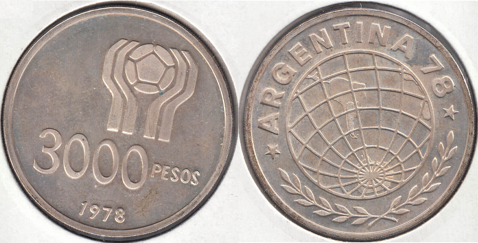 ARGENTINA. 3000 PESOS DE 1978. PLATA 0.900