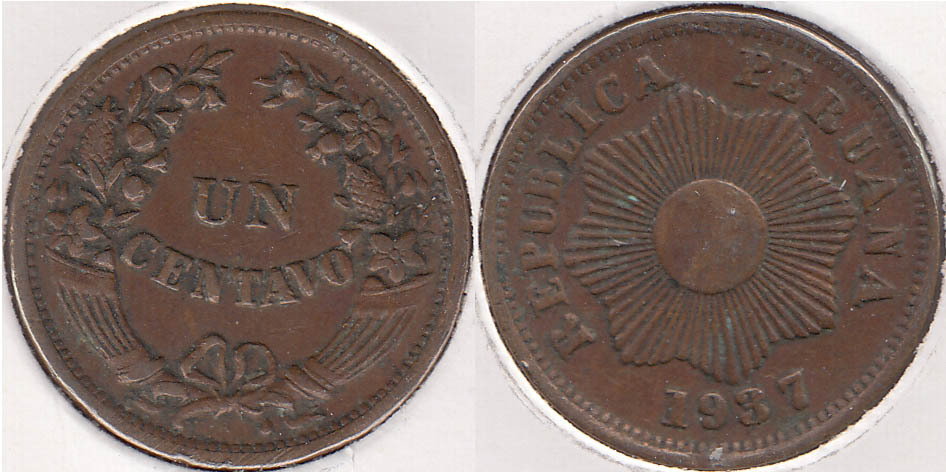 PERU. 1 CENTAVO DE 1937 R.