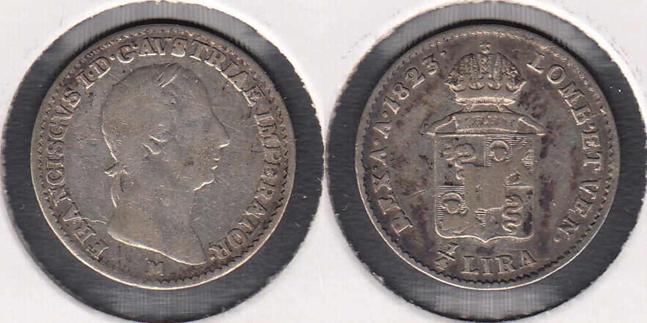 LOMBARDIA - VENECIA (VENEZIA). 1/4 LIRA DE 1823 M. PLATA 0.600.