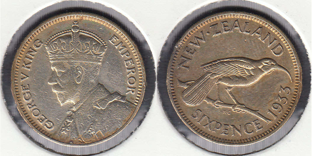 NUEVA ZELANDA - NEW ZEALAND. 6 PENIQUES (PENCE) DE 1933. PLATA 0.500.
