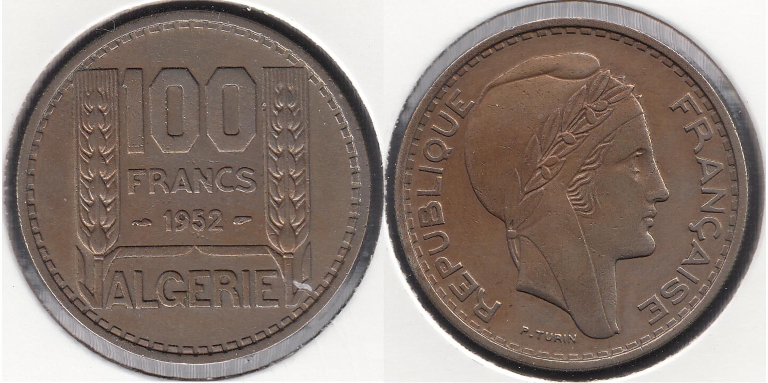 ARGELIA. 100 FRANCOS (FRANCS) DE 1952.
