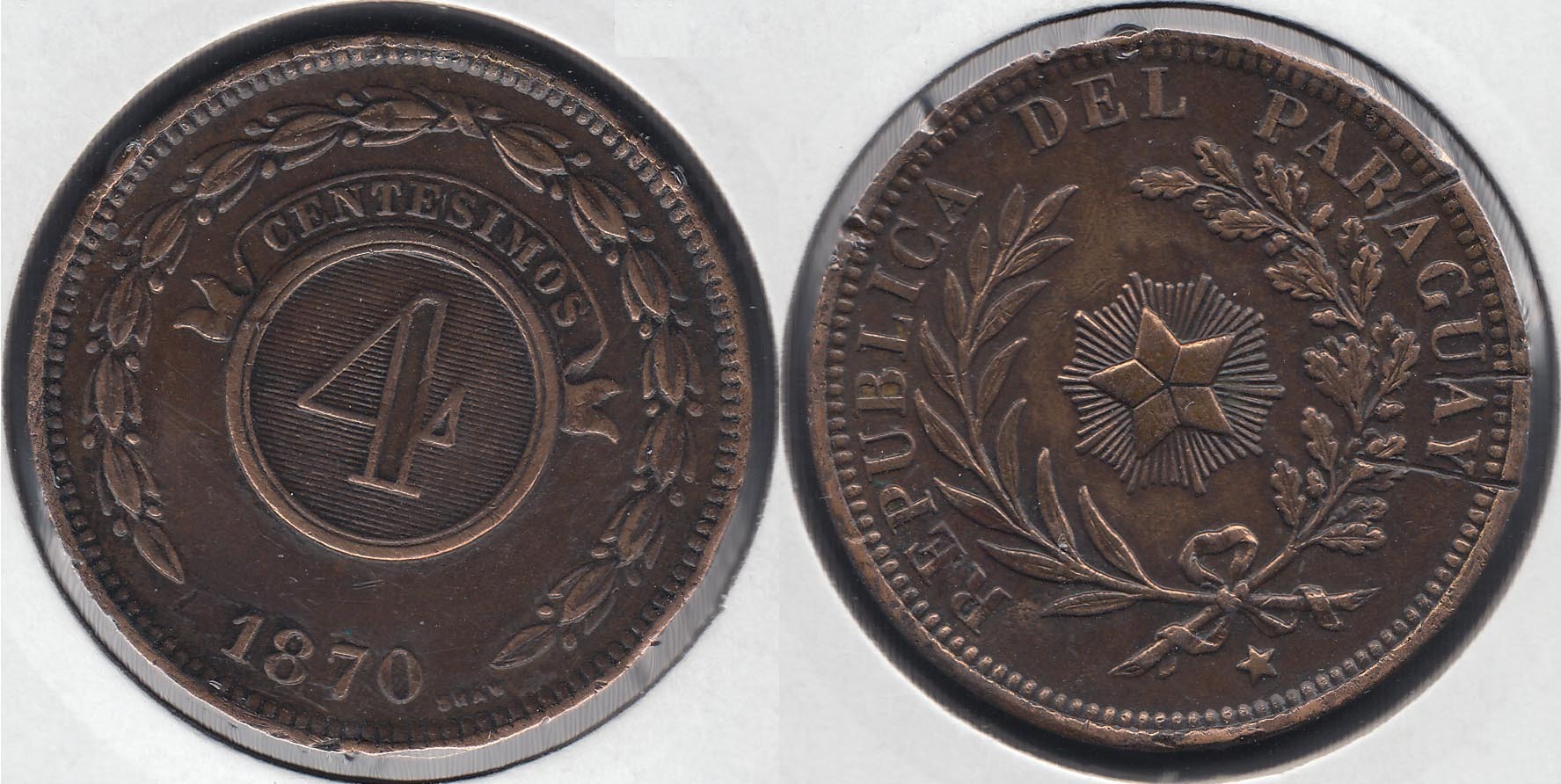 PARAGUAY. 4 CENTESIMOS DE 1870. (2)