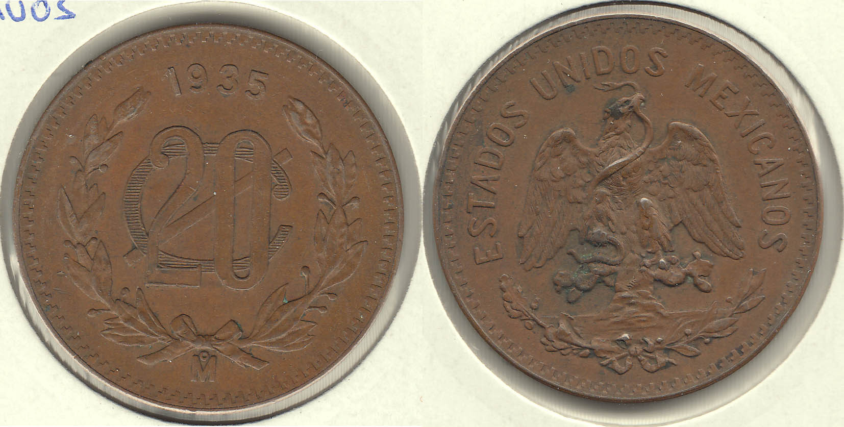 MEJICO - MEXICO. 20 CENTAVOS DE 1935.