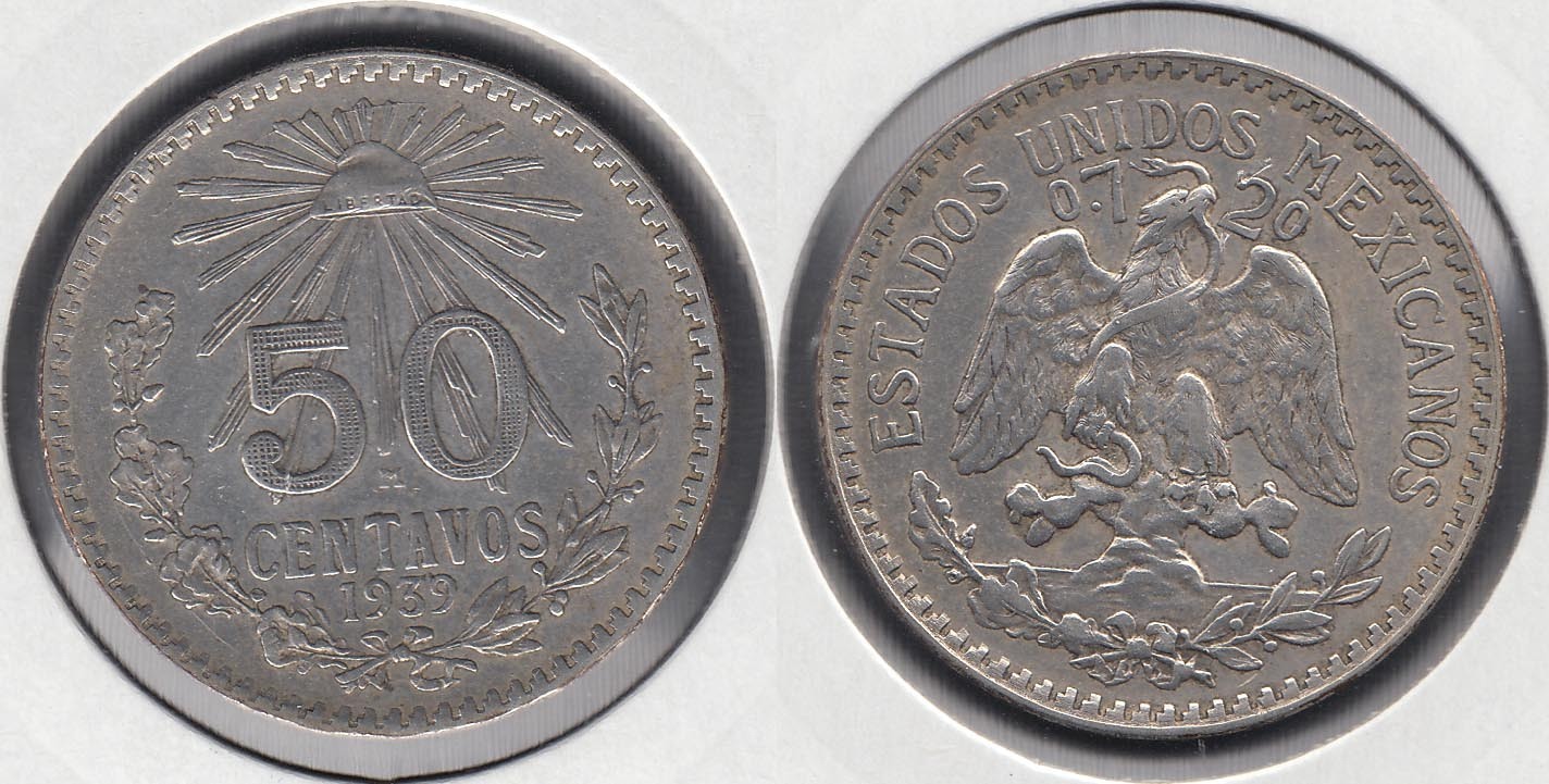 MEJICO - MEXICO. 50 CENTAVOS DE 1939. PLATA 0.720.