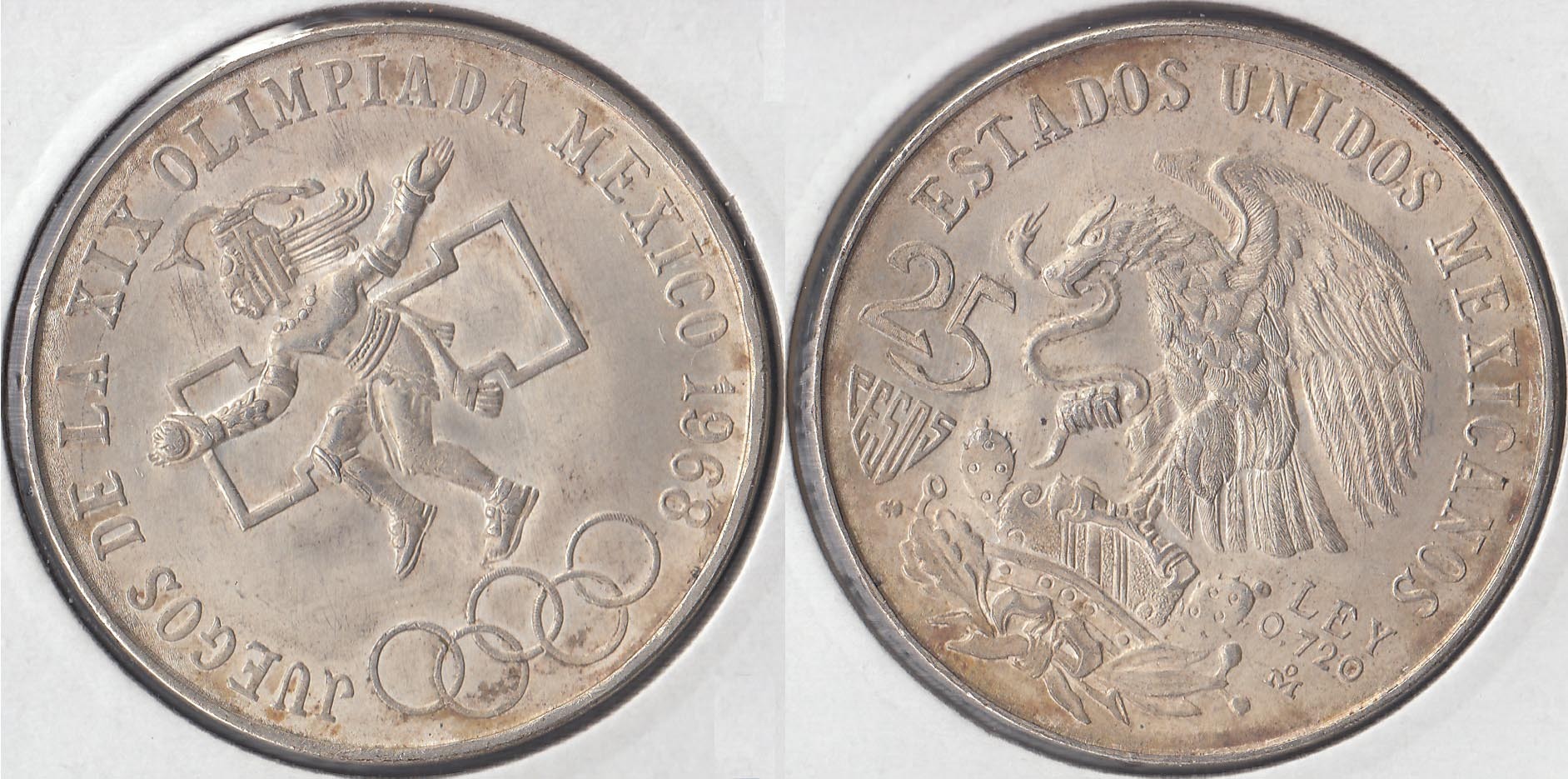MEJICO - MEXICO. 25 PESOS DE 1968. PLATA 0.720. (3)