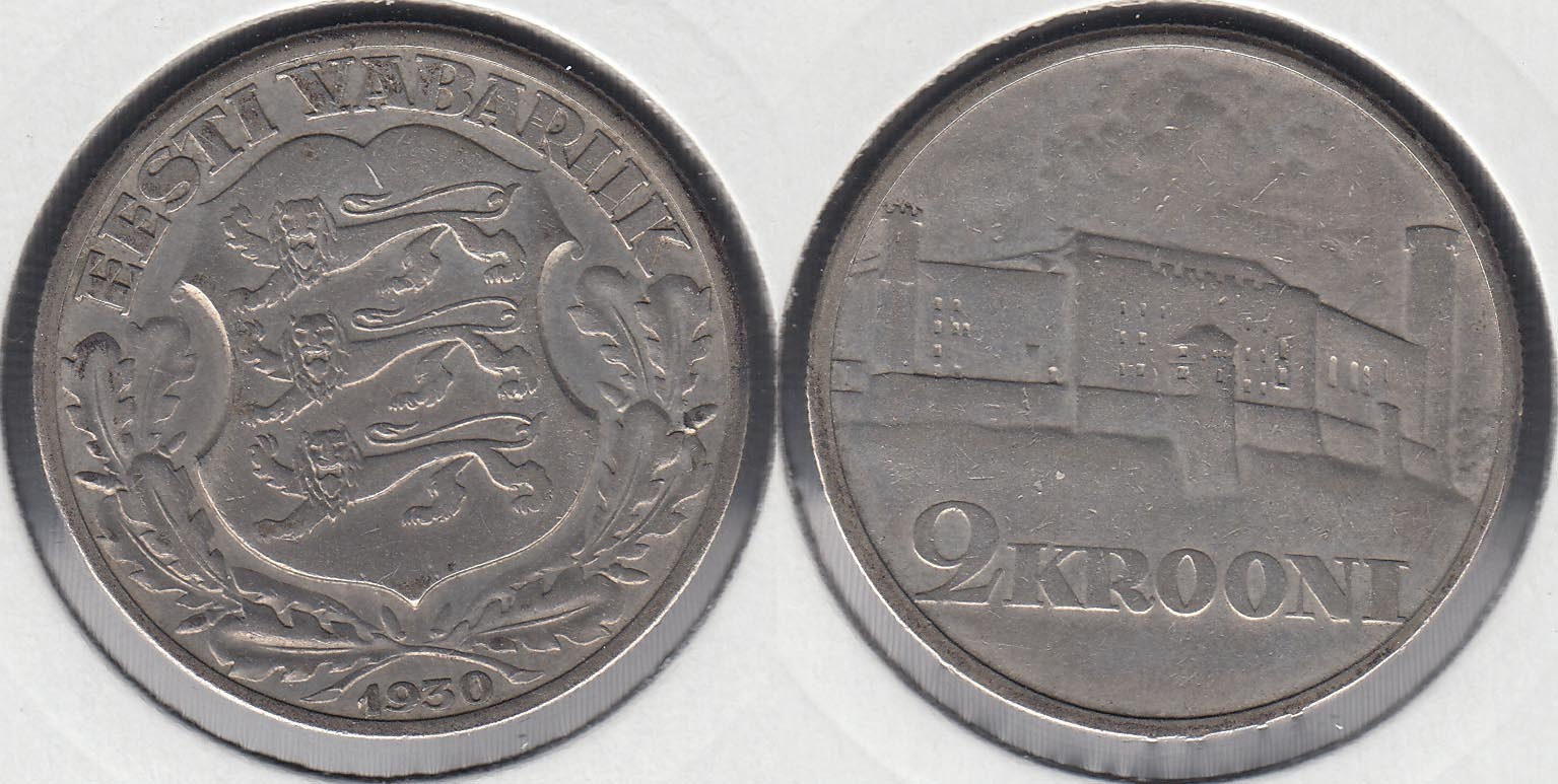 ESTONIA - EESTI. 2 KROONI DE 1930. PLATA 0.500.