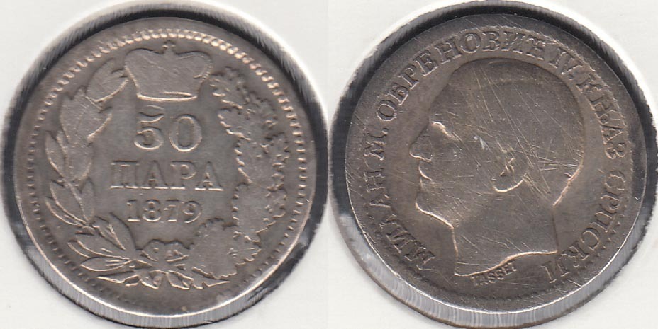 SERBIA. 50 PARA DE 1879. PLATA 0.835.