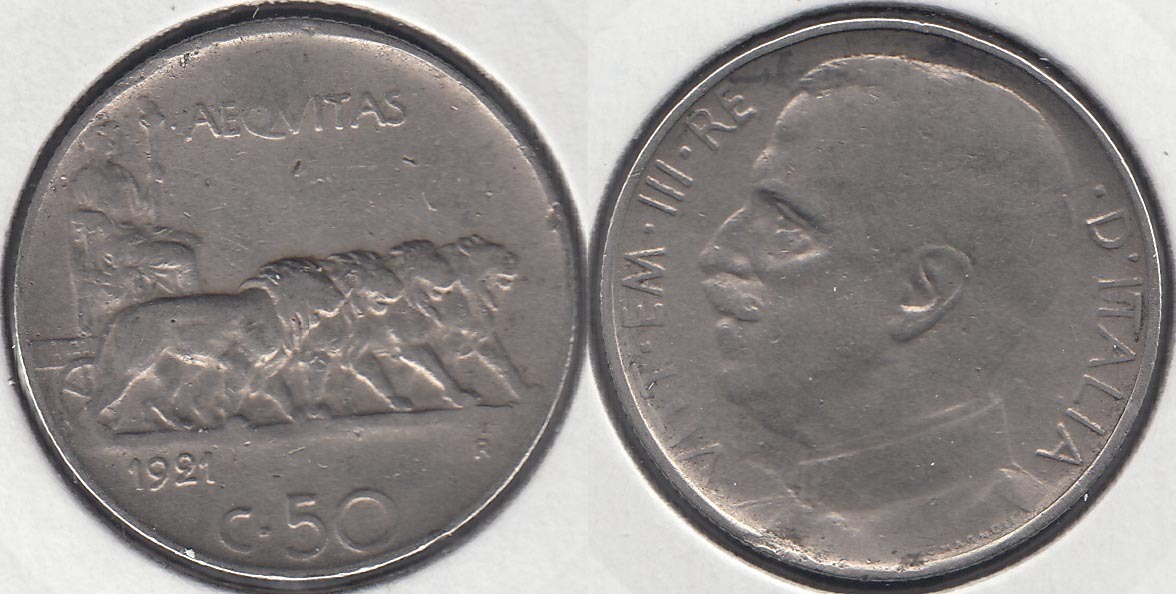 ITALIA. 50 CENTESIMI DE 1921 R. (2)