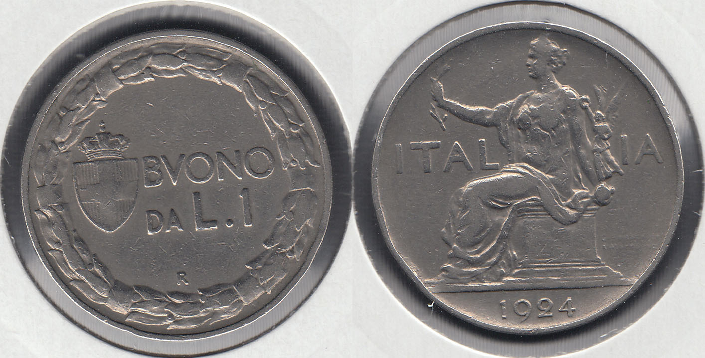ITALIA. 1 LIRA DE 1924 R.