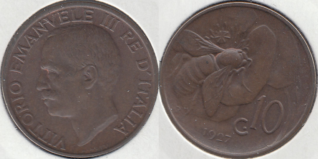 ITALIA. 10 CENTESIMI DE 1927 R.