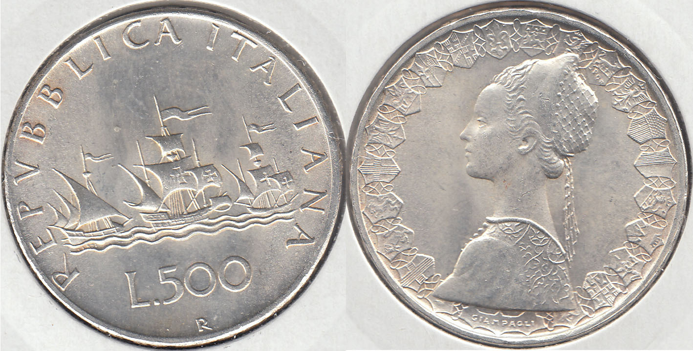 ITALIA. 500 LIRAS (LIRE) DE 1966 R. PLATA 0.835.
