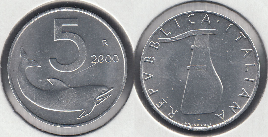 ITALIA. 5 LIRAS (LIRE) DEL 2000 R.