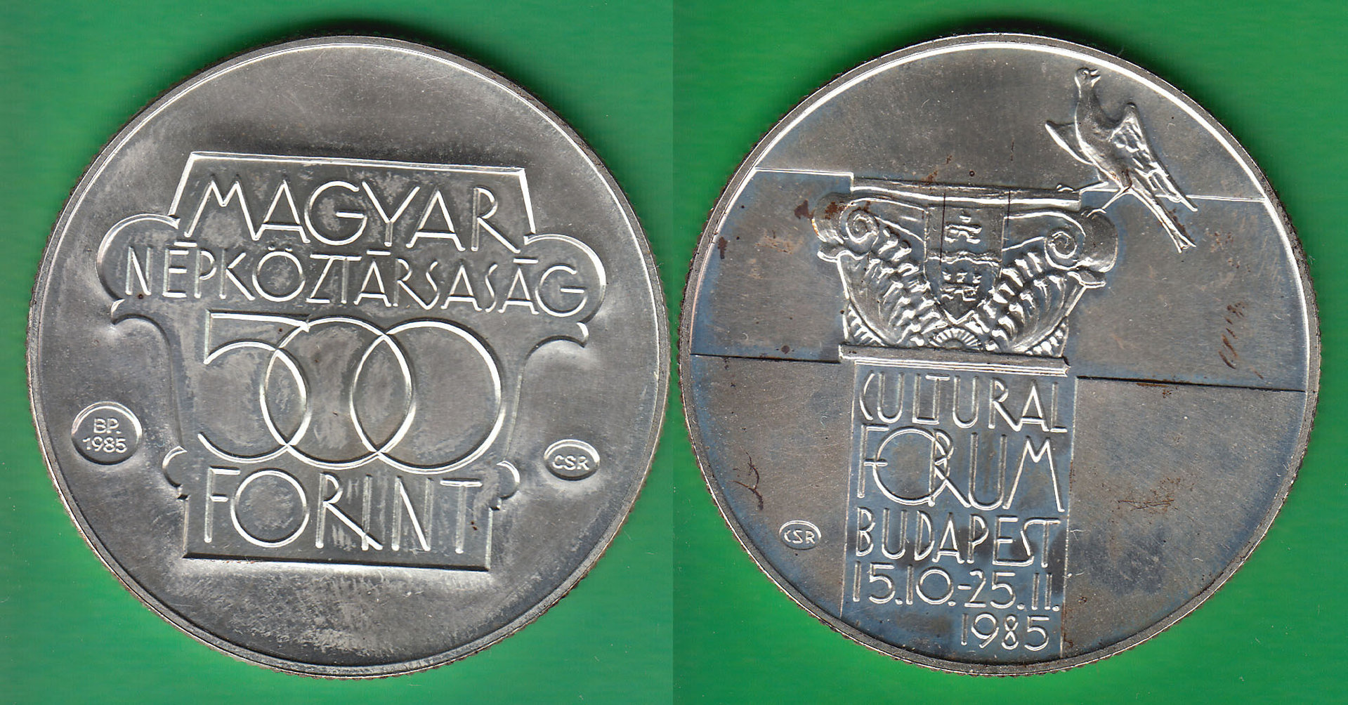 HUNGRIA - HUNGARY. 500 FORINT DE 1985. PLATA 0.640.