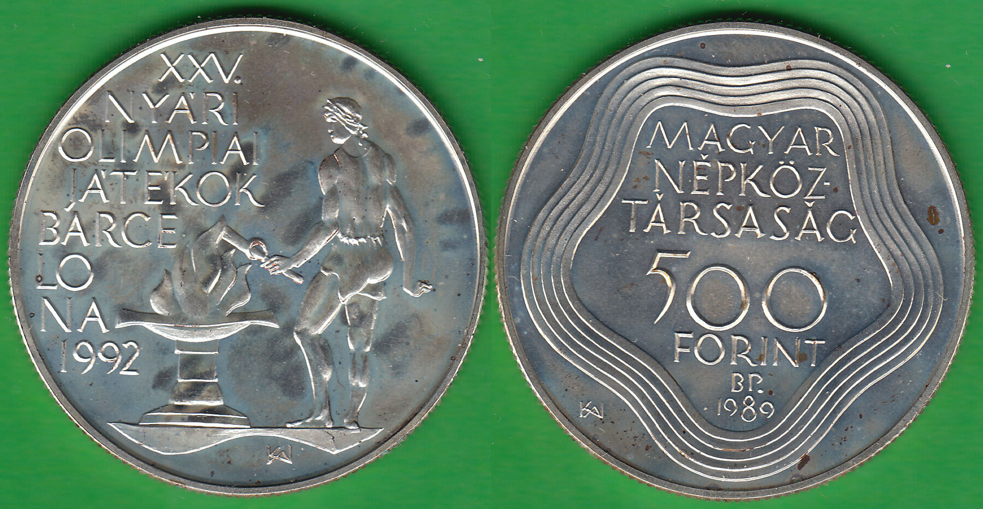 HUNGRIA - HUNGARY. 500 FORINT DE 1989 BP. PLATA 0.900. (2)