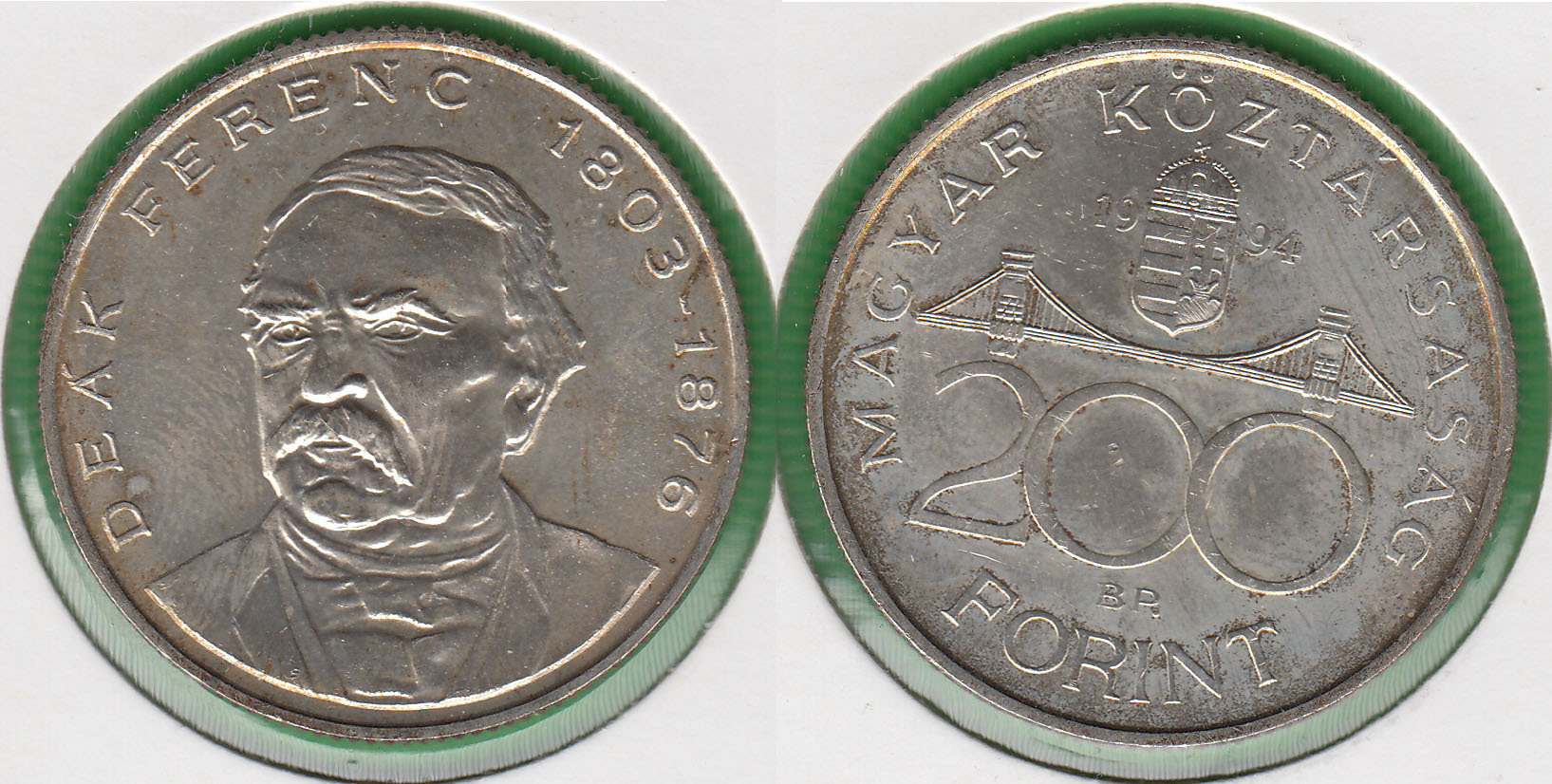 HUNGRIA - HUNGARY. 200 FORINT DE 1994 BP. PLATA 0.500.