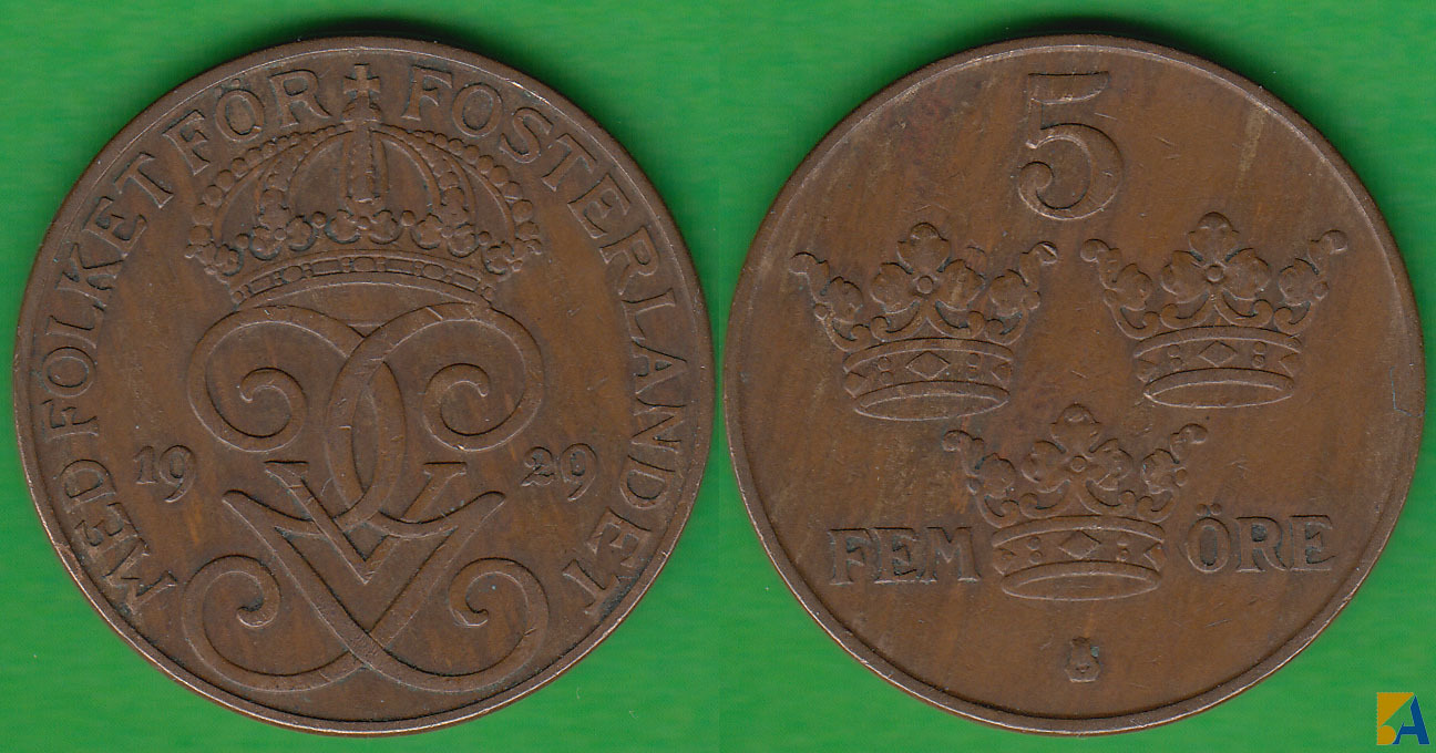 SUECIA - SWEDEN. 5 ORE DE 1929.