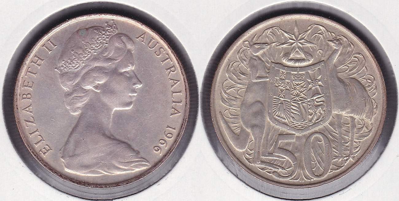 AUSTRALIA. 50 CENTIMOS (CENTS) DE 1966. PLATA 0.800. (2)