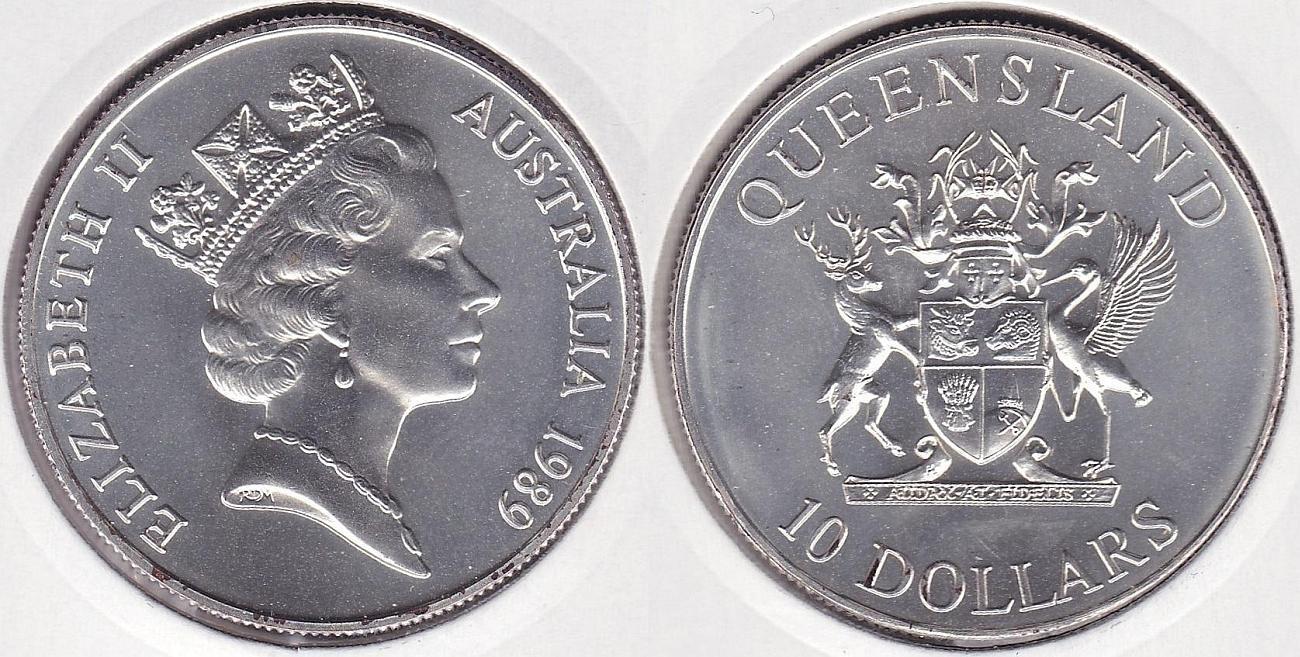 AUSTRALIA. 10 DOLARES (DOLLARS) DE 1989. PLATA 0.925.