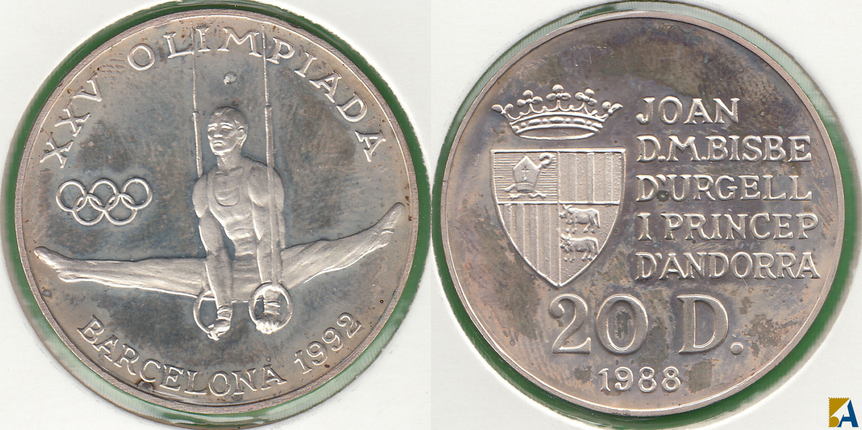 ANDORRA. 20 DINERS DE 1988. PLATA 0.925. (3)