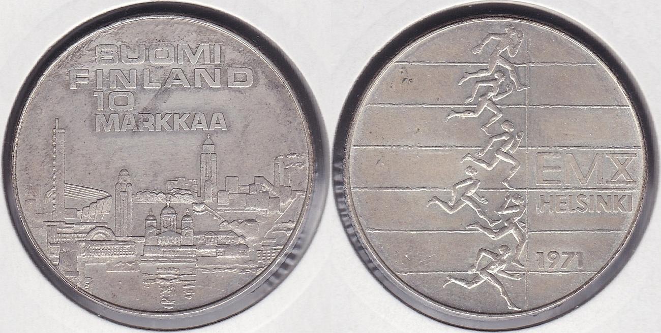 FINLANDIA - FINLAND. 10 MARKKAA DE 1971 S-H. PLATA 0.500.