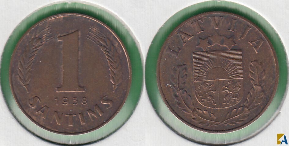LETONIA - LATVIJA. 1 CENTIMO (SANTIMS) DE 1938.