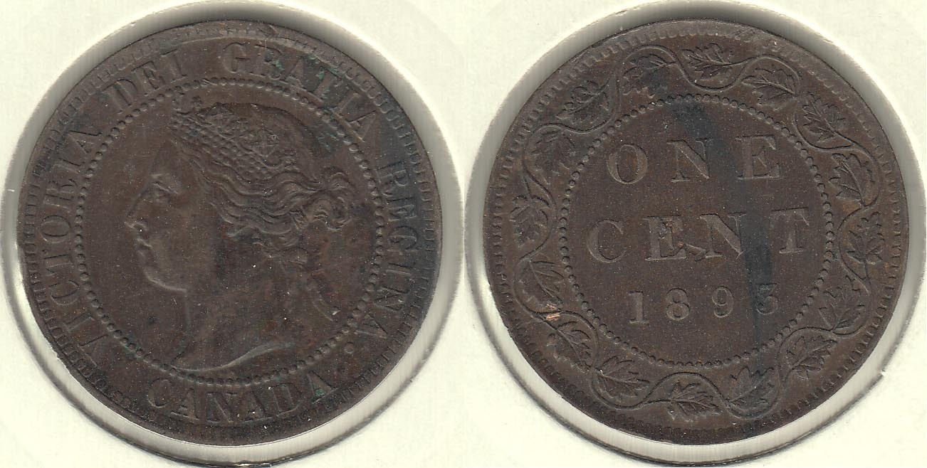 CANADA. 1 CENTAVO (CENT) DE 1893.