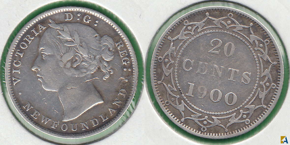 CANADA. 20 CENTAVOS (CENTS) DE 1900. PLATA 0.925.