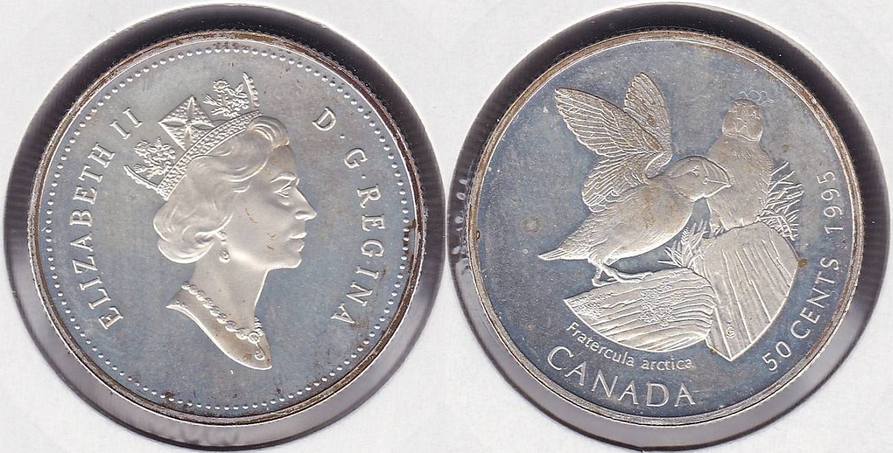 CANADA. 50 CENTAVOS (CENTS) DE 1995. PLATA 0.925.