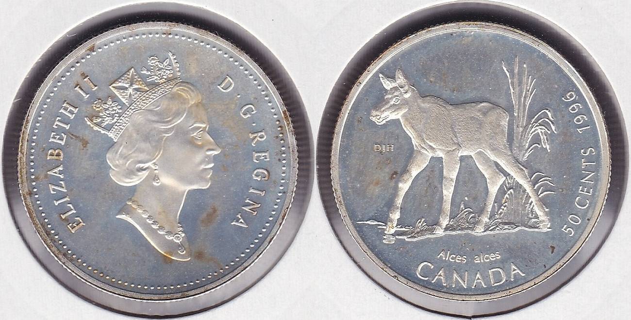 CANADA. 50 CENTAVOS (CENTS) DE 1996. PLATA 0.925.